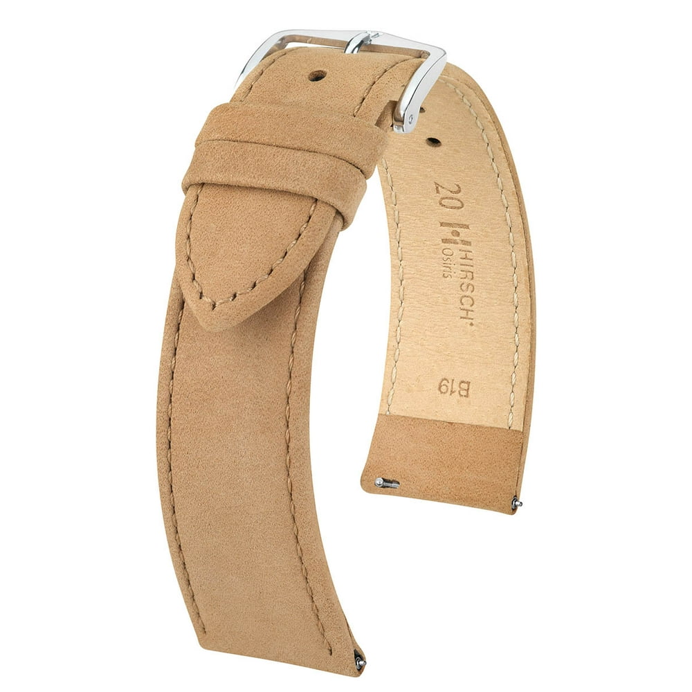 Hirsch Hirsch Osiris Nubuck Leather Watch Strap Beige L 18mm