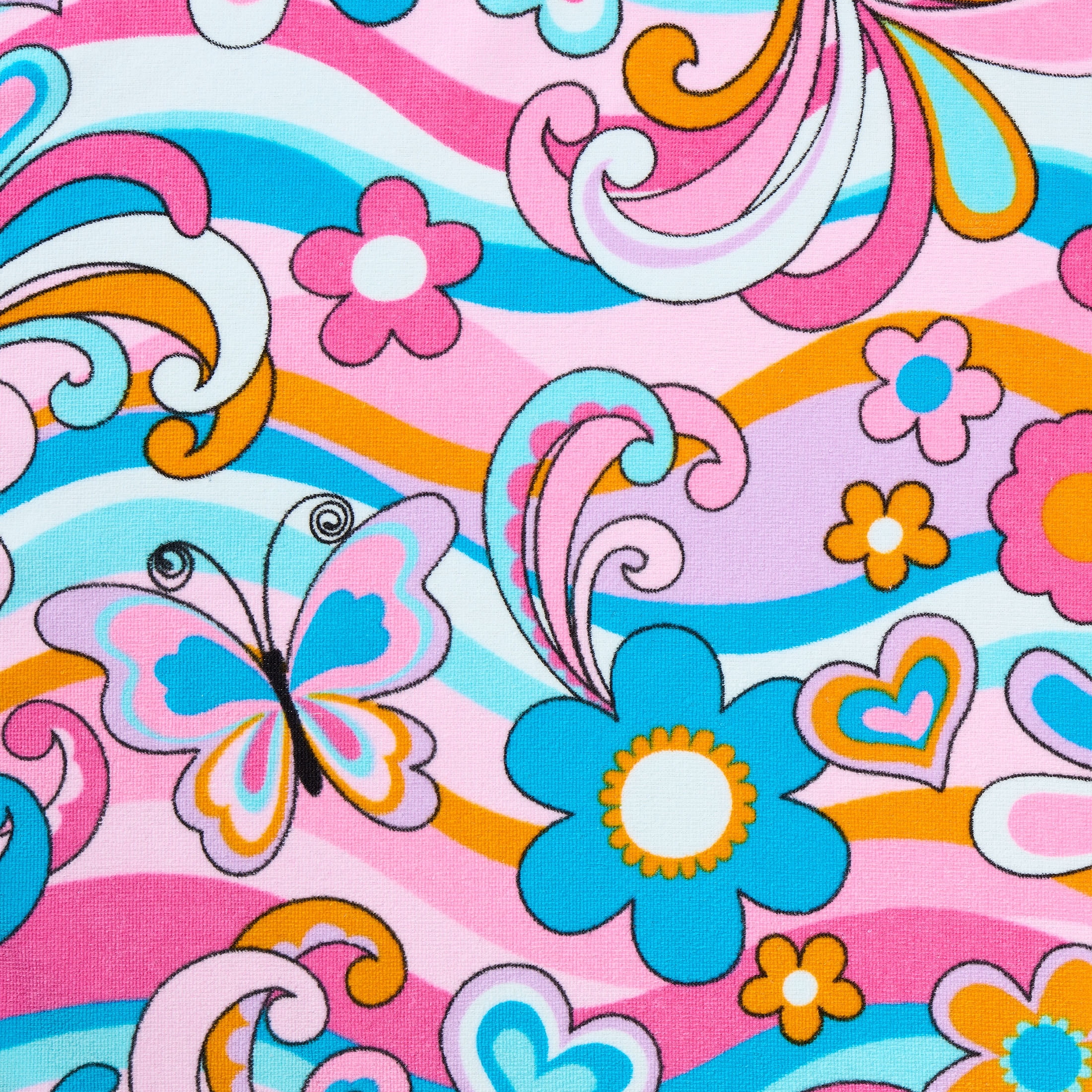 Mainstays Cotton Blend Multi-color Butterflies & Floral Beach Towel, 28" x 60"