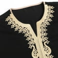thumbnail image 5 of safuny Men's Muslim Islamic Ramadan Jubbah with Pocket Trendy Pullover Long Sleeve Fall Tees Crew Neck Saudi Arab Long Kaftan Robe Holiday Solid Embroidered Fashion Spring Black S, 5 of 6