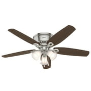 Hunter 52 inch Indoor Ceiling Fan with LED Lights - Ceiling Fan with Pull Chain, For Bedroom, Living Room, or Kitchen, Low Profile Mount, No Remote, 5 Blades - Builder 53328, Brushed Nickel