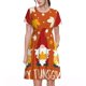thumbnail image 1 of Easygdp Happy Thanksgiving Three Gnomes para Vestido Transpirable de Mujer, Vestido Suelto de Manga Corta con Pliegues y Bolsillos para el Verano, 1 of 6