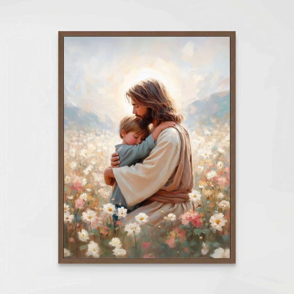 His Love Christian Jesus And Boy Picture Of Jesus Nursery Children Art Bible Wall Art Religious Wall Art Jesus Art Prints, Unframed Paper Poster 8x10in