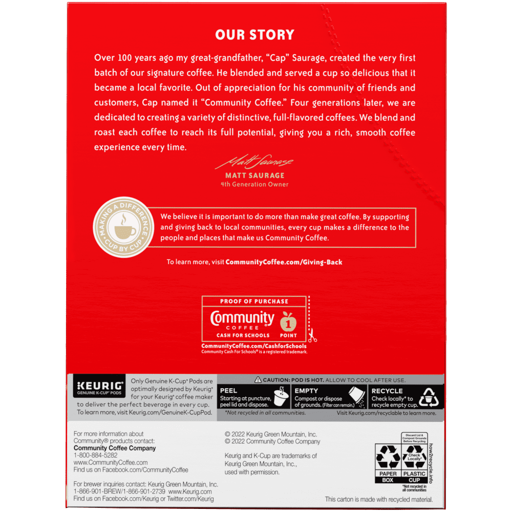 Community Coffee New Orleans Blend® Dark Roast Single Serve Keurig K-Cup Pods 24 ct Box