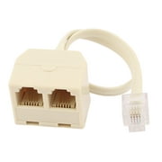 RJ11 6P4C 2 Way Outlet 1 to 2 Telephone Phone Jack Line Splitter Adapter Beige