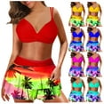thumbnail image 7 of Puntoco Womens swimsuits clearance, 2 Piece Hawaiian Tropical Print Swim Cami Bra and Ruffles Skirts Yellow, 7 of 7