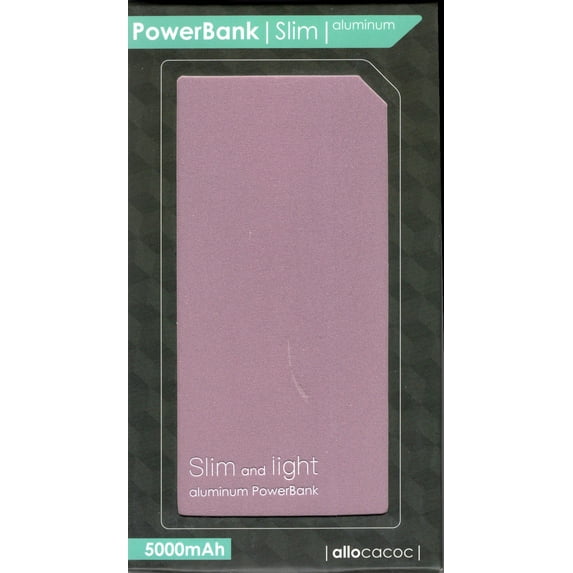 Cell Phone Charger - Allocacoc Portable Power bank Slim Aluminum 5000 mAh-Triple Ports USB Lighting & Micro-USB For iPhone, iPad, Samsung & More! - PINK