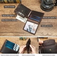 thumbnail image 4 of Tonnylam Cartera corta de cuero genuino para hombre Cartera antirrobo multifuncional Cartera con diseño de patrón de brújula, 4 of 7