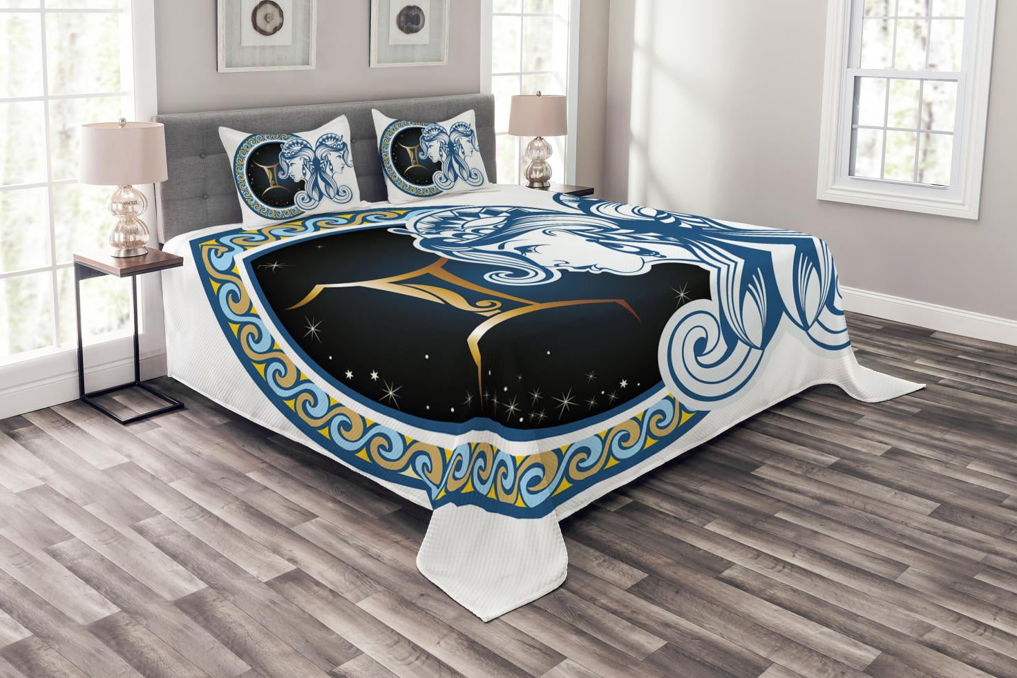 Astrology Gemini Icon Print Details about   Zodiac Quilted Bedspread & Pillow Shams Set 
