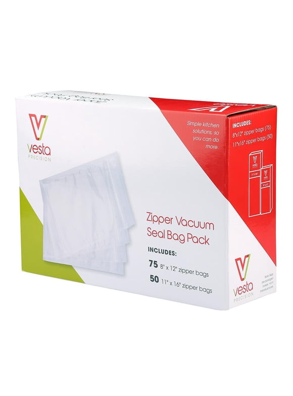 Vesta Precision Zipper Vacuum Bag Combination Pack | 75 8"x12" Quart Size | 50 11"x16" Gallon Size