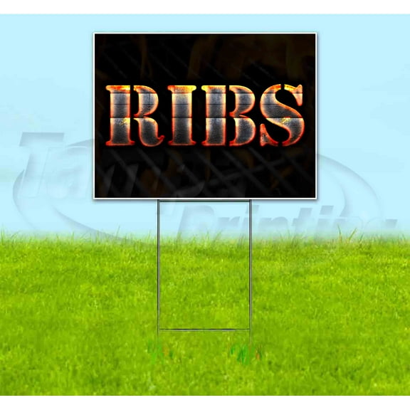 Ribs (18" x 24") Yard Sign, Includes Metal Step Stake