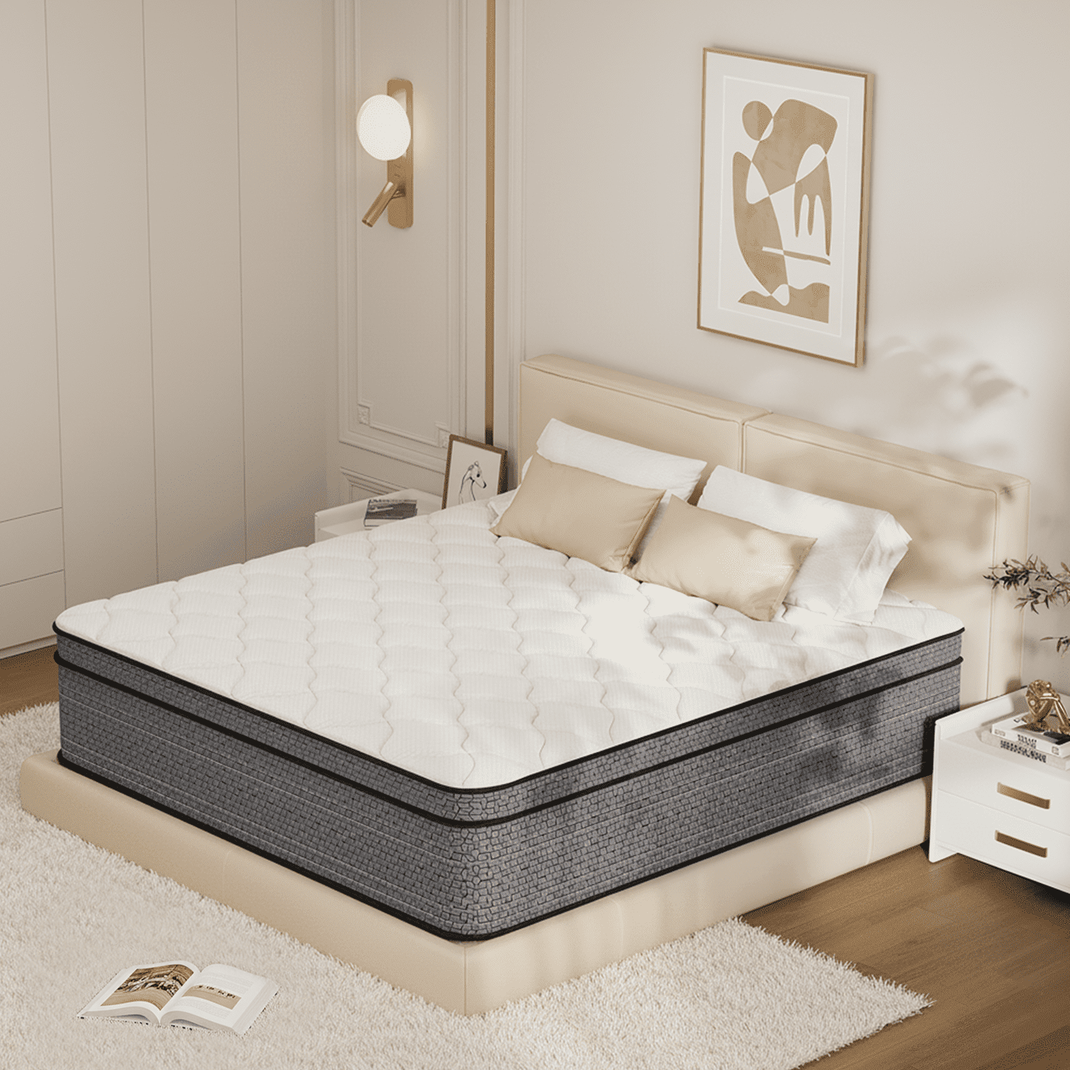 VQRking Twin Mattress 12 Inch,Gel Memory Foam Hybrid Mattress in a Box,Individually Pocket Springs,Medium Firm,Pressure Relief,Comfort Sleep for Kids&Adult