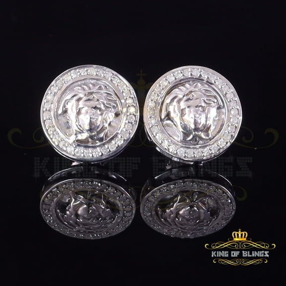 King of Bling's 0.20ct Diamond 925 Sterling White Silver for Men's & Women's Stud Medusa Earring