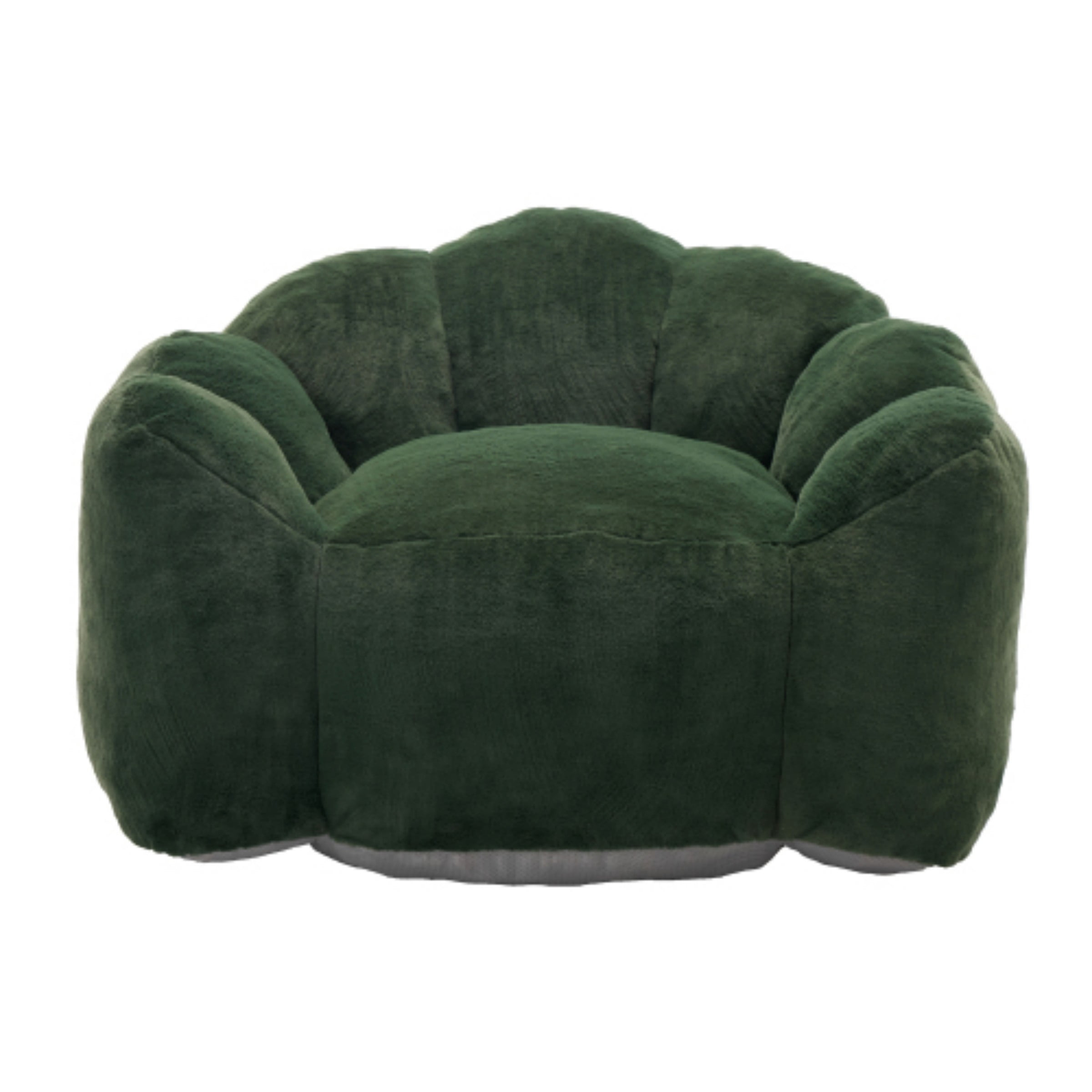 Lotus Bean Bag Sofa Chair for Adults, Memory Foam Lounge Chair with Pull Ring, Lazy Floor Sofa for Living Room Bedroom, Green