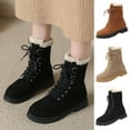 thumbnail image 1 of LOVZFMLL Bottes pour Femmes Bottes de Combat à la Cheville à Lacets Bout Rond Sangles Ajustables Talon Bas Épais Classique à Lacets Automne Hiver, 1 of 8