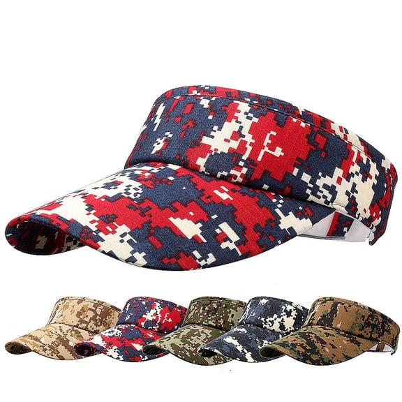 Only Moment Camouflage 4# Sports Visor Hat for Sun Protection for Woman Polyester Sun Sports Visor Hat Visor Adjustable Cap for Women and Men One Size