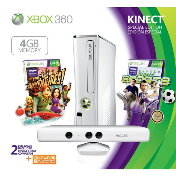 Restored Microsoft Xbox 360 Special Edition 4GB Kinect Sports Bundle White (Refurbished)