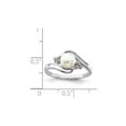thumbnail image 2 of Freshwater Cultured 6mm Button Pearl Ring in Sterling Silver with Accent Diamonds for Women, 2 of 5