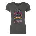 thumbnail image 3 of Messy Bun Salty AF | Cool Neon Leopard Print Bandana | Fashion Womens Slim Fit Junior Tee, Dark Grey, XL, 3 of 5