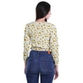 thumbnail image 3 of Moomaya Round Neck Long Sleeve Crop Top Workout Elastic Waist Women Blouses, 3 of 5