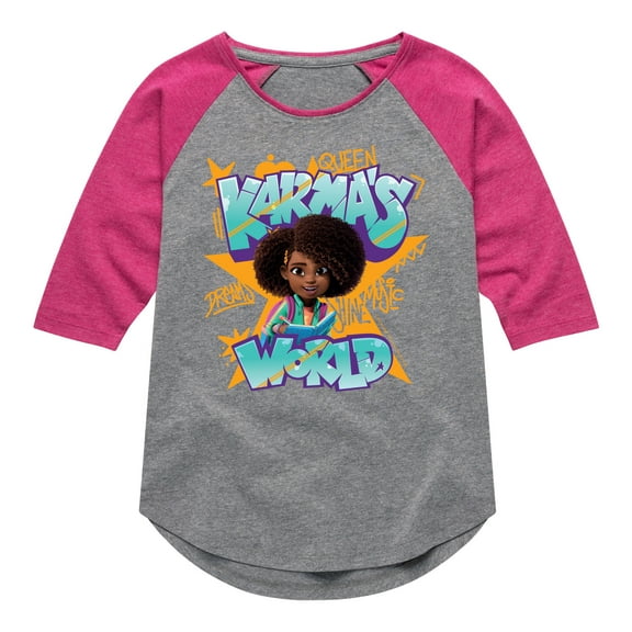Karma's World - Graffiti Art - Toddler And Youth Girls Raglan Graphic T-Shirt