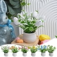 thumbnail image 1 of Simulated Spotted Egg Mini Potted Plant, Easter Decorative Centerpiece With Artificial Foliage, for Tabletop Display, White, 1 of 6