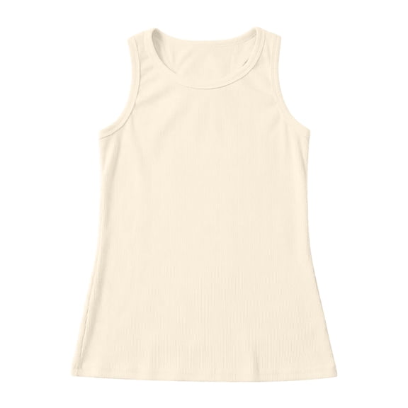 XAOFW Girls Tank Tops Kids Athletic Racerback Crewneck Sleeveless Tops Dance Workout Yoga Tees Outdoor Play Trendy Tops 4-5 Years