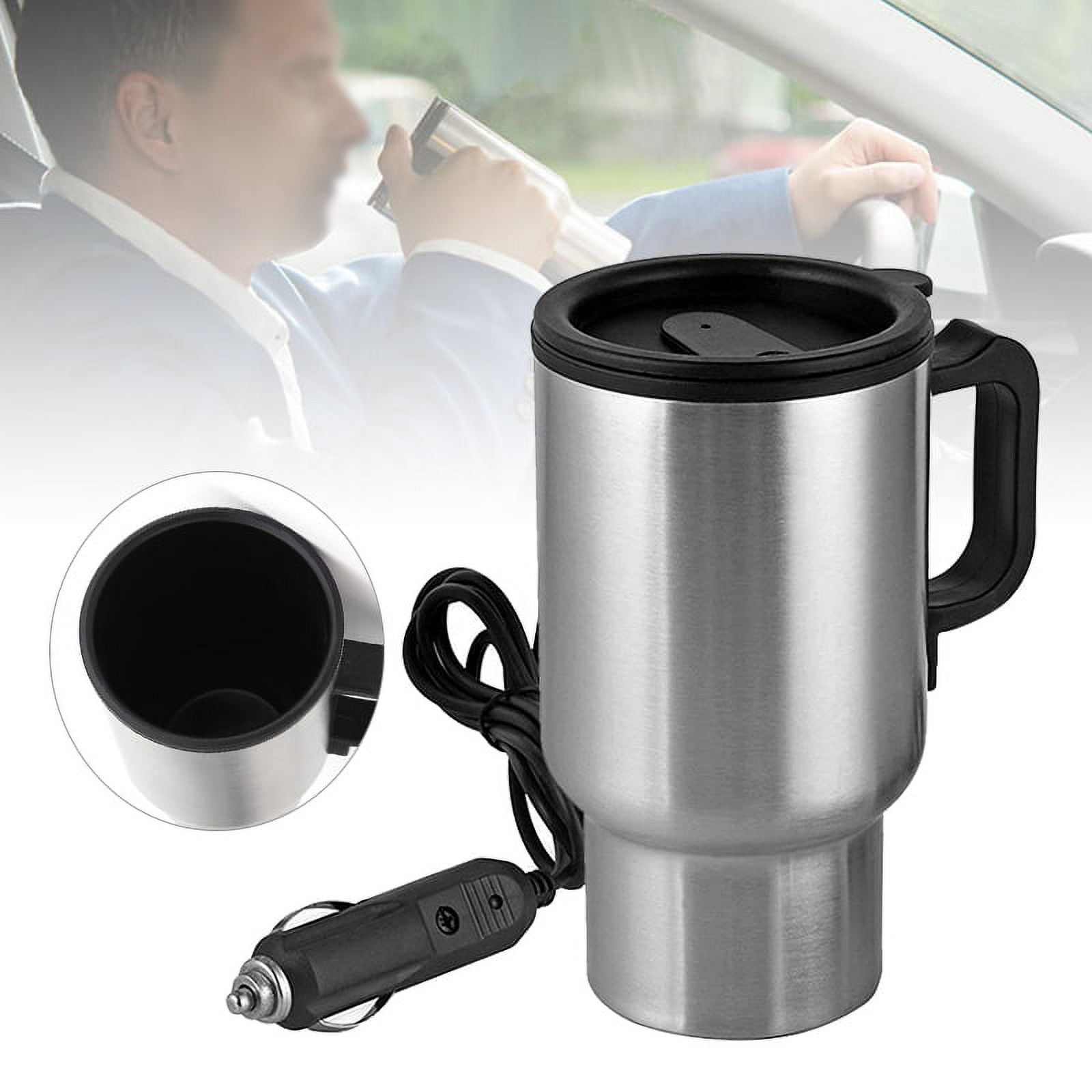 12V In-Car Thermos Thermal Heated Travel Mug Cup Caravanning Camping Coffee  Tea