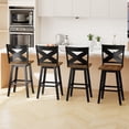 thumbnail image 2 of Gymax 29'' Swivel Barstools Set of 4 w/Backrest Large Seat Footrest for Kitchen Island Black & Walnut, 2 of 10