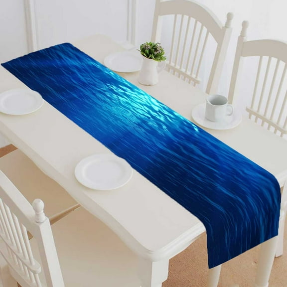 PKQWTM underwater view with sandy seabed Cotton and Linen Table Runner Kitchen Dining Room Supplies Size 14x72 Inch