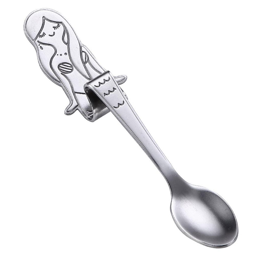 Cute Mermaid Spoon 304 Stainless Steel Teaspoon Long Handle Coffee Spoons S9N5