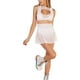 thumbnail image 4 of Txlixc Minifaldas de malla transparente para mujer, cintura alta, color sólido, transparente, falda skater, para playa Txlixc  Sexy, 4 of 8
