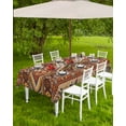 thumbnail image 4 of Fsddascl Brown Southwest Aztec Outdoor Tablecloth - 60x120 Inch Rectangle Dining Table Cover, Farmhouse Vintage Geometric Waterproof Outdoor Table Cloth with Umbrella Hole & Zipper for Picnic/Patio, 4 of 7