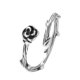 thumbnail image 5 of Anillo abierto de rosa retro personalizado de plata esterlina s925, elegante joyería de nicho, anillo de flores simple y moderno para mujer, 5 of 5