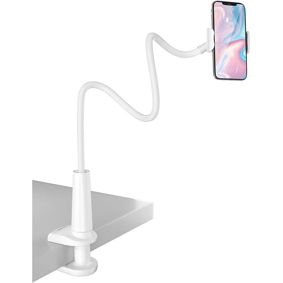 Gooseneck Phone Holder Stand for Bed: Tryone Flexible Arm Adjustable Cell Phones Mount Clamp on Desk Compatible with iPhone 12 Pro 12 11 Pro Xs 8 7 6 | Samsung S21 or Other 4"-7" Devices