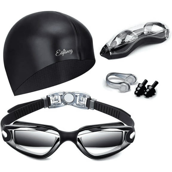Swim Goggles Swimming Goggles No Leaking with Nose Clip, Earplugs, Swim Cap and Case for Men Women