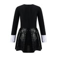 thumbnail image 5 of inlzdz Girls Long Sleeve Bowtie Tuxedo Leotard Skirt Sequin Party Dance Dress Halloween Ringmaster Black 14, 5 of 7