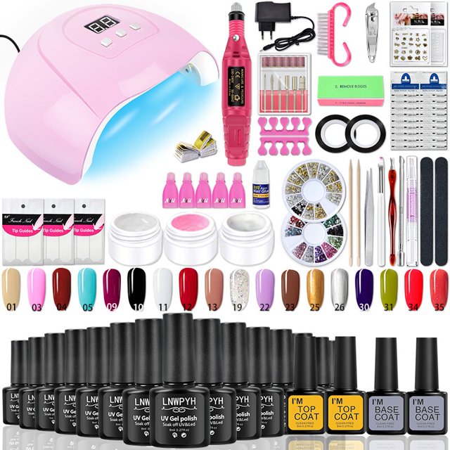Juego de manicura con secador de lámpara LED UV de 36/54W, Kit de esmalte de Gel de 18/6 piezas, herramientas de manicura, taladro eléctrico