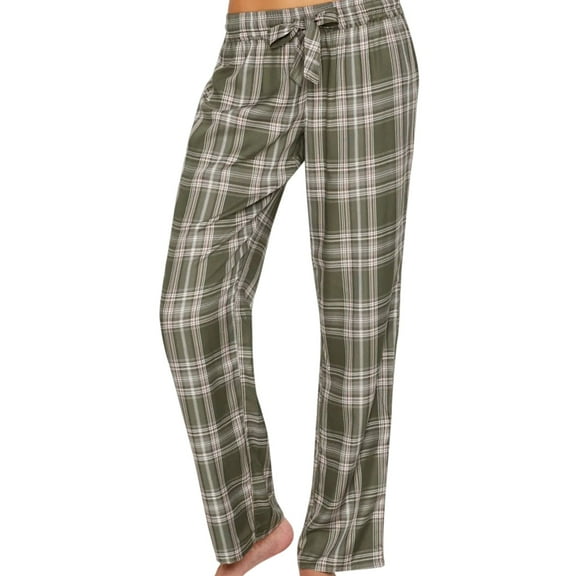 P.J. Salvage Womens Flannel Print Pajama Lounge Pants, Green, Small