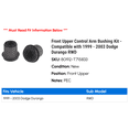 thumbnail image 2 of Front Upper Control Arm Bushing Kit - Compatible with 1999 - 2003 Dodge Durango RWD 2000 2001 2002, 2 of 2