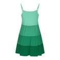 thumbnail image 6 of Efsteb Spaghetti Strap Dresses for Girls Fashion Sleeveless Dress Casual Ruffle Tiered Summer Beach Dresses (Green,7 Years), 6 of 7