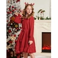 thumbnail image 4 of Oudiya Girls Long Sleeve Fall Dresses Formal Party Holiday Swing Flowy Ruffle Midi Dress, 5-13Y, 4 of 8