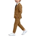 thumbnail image 6 of BRGZLK Boys 2 Piece Tuxedo Suit Trendy Kids Formal Slim Fit Jacket and Long Pants Set for Performance Photo, Back to School Outfits Brown 2-3 Years, 6 of 9