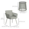 thumbnail image 3 of Outsunny 3 Piece Outdoor Bistro Set, Wicker Patio Furniture, Light Grey, 3 of 10