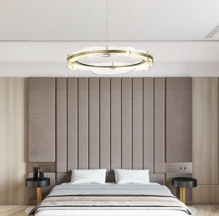 AFANQI 24" Round Chandelier Glass Pendant Light Water Ripple Style LED