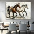 thumbnail image 3 of Horse Oil Painting Brown And White Horse Canvas Art Framed Horse Picture Wall Art For Livingroom Bedroom Office, 3 of 6