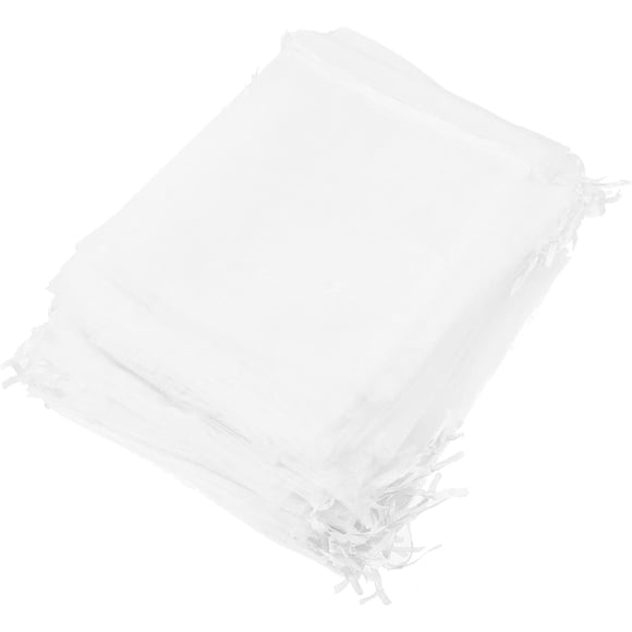 GFDYREE 100pcs Organza Drawstring Bag Small Bag Organizer White Organza Bag Organza Bags Gauze Bag Watch