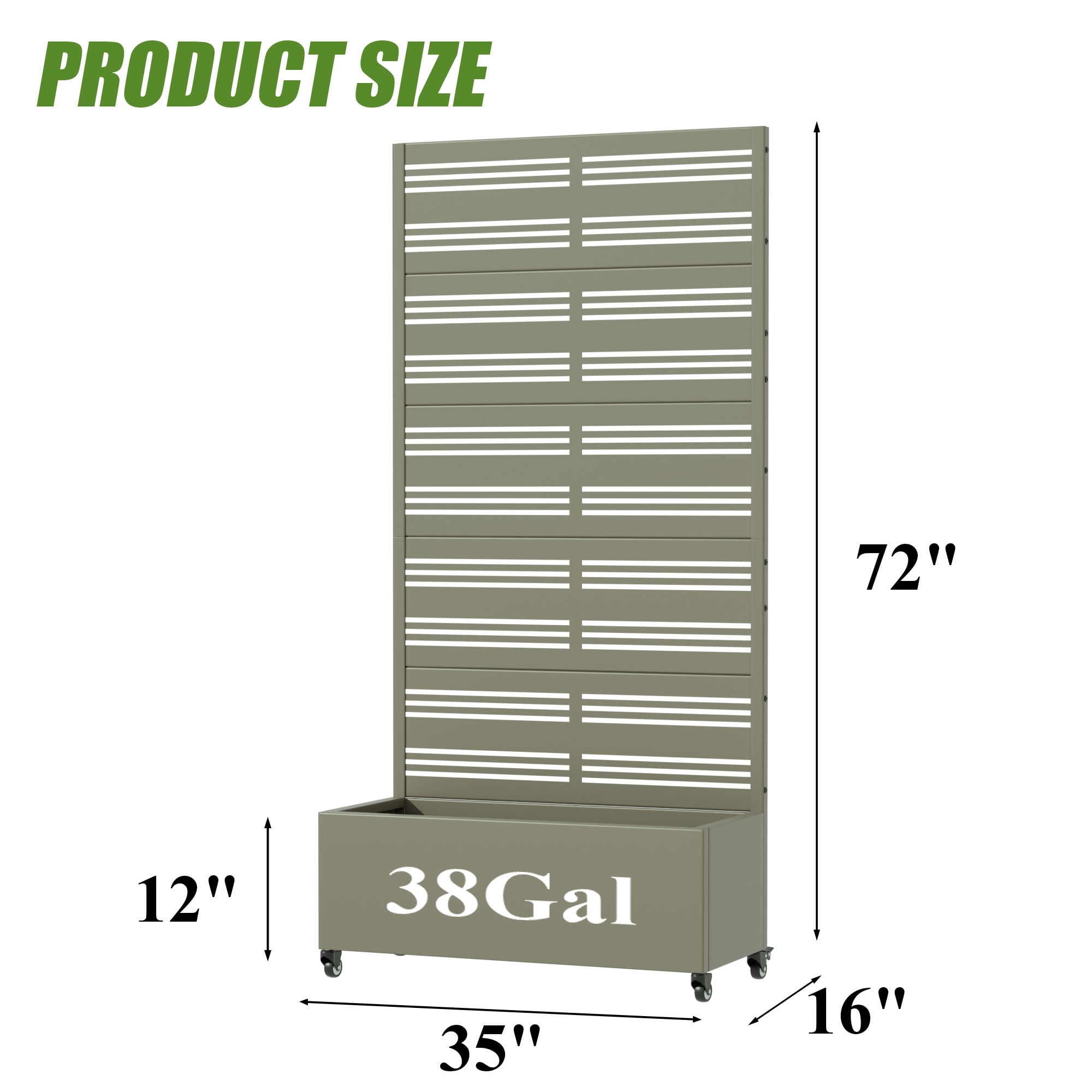 MAYEERTY 5 Panels Outdoor Metal Planter Box, Durable Weather-Resistant Planter, Decorative Metal Flower Box for Patio, Balcony, Garden