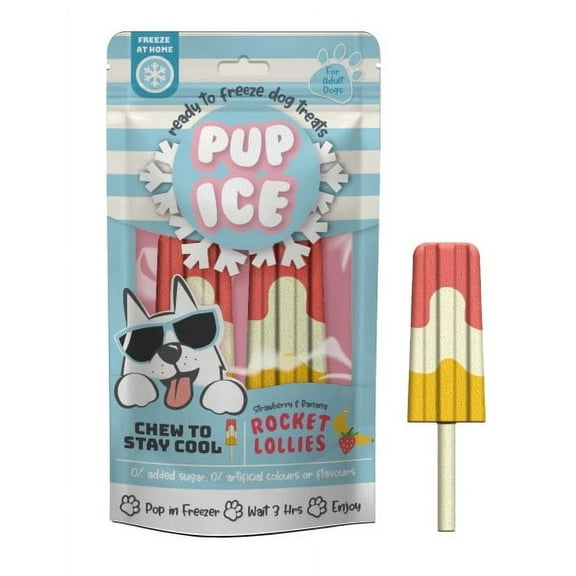 Pup Ice Rocket Lollies, Strawberry & Banana 2pk
