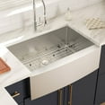 thumbnail image 6 of Mocoloo Stainless Steel Farmhouse Kitchen Sink 30 Inch Single Bowl Apron Front Farm Sink 16-Gauge Undermount Farmhouse Kitchen Sink, 6 of 7