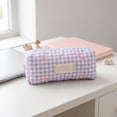 thumbnail image 7 of BSJJY Purple Plaid Bow Pencil Pouch 7.5x3.2 Inch, Cloth Makeup Brush Bag for Office Supplies, Portable Stationery Organizer, 7 of 7